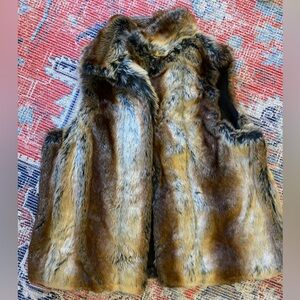 brown faux fur vest with closures